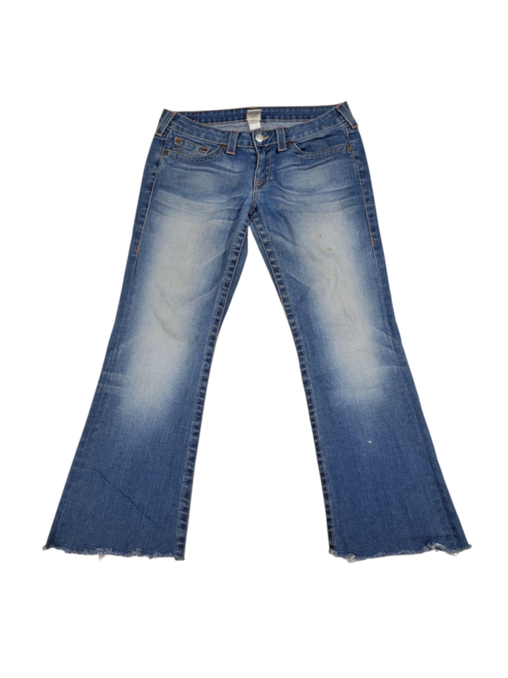 True Religion Bobby Men's Distressed Cut-Off Fray Ankle Blue Jeans Size 31/30
